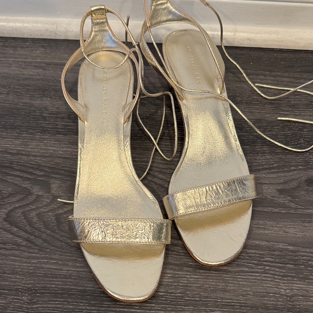 Loeffler Randall Metallic Gold Lace-Up Sandals